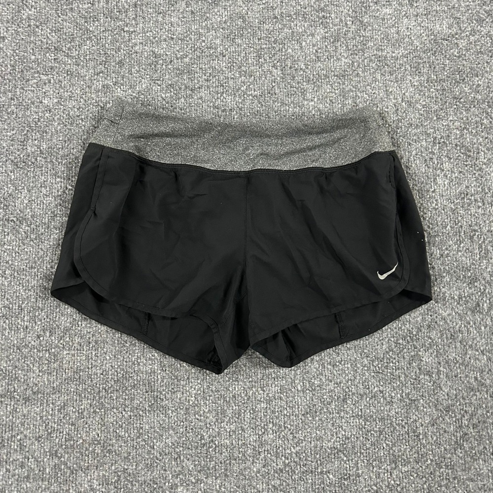 Nike Running Shorts Womens Size S Black Dri-Fit Athletic Gray Waistband